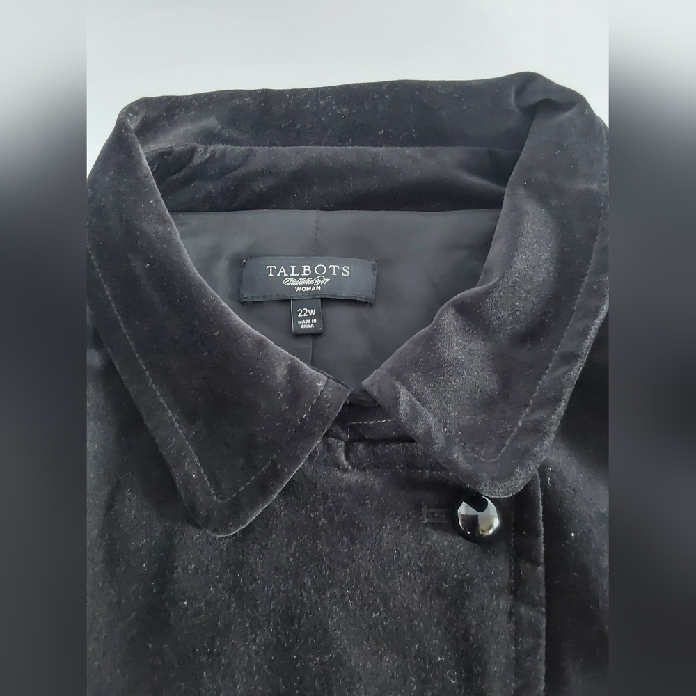Talbots Black Velvet Jacket 22W Button Up - Picture 4 of 7